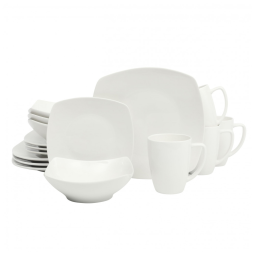 Aparelho de Jantar com 16 Peças em Porcelana Serve 4 Pessoas, Gibson Home Zen, Branco