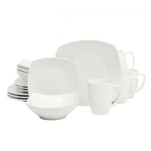 Aparelho de Jantar com 16 Peças em Porcelana Serve 4 Pessoas, Gibson Home Zen, Branco