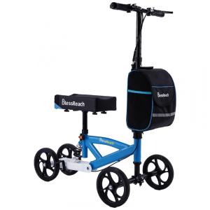 Andador de Joelho Direcionável até 136 kg com Freio Traseiro Duplo na Roda e Absorção de Choque, BlessReach, Azul