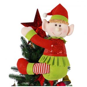 Decoração de Natal com Elf Tree Topper, Engraçado e Único Enfeite de Natal de Elf de Pelúcia para Árvore de Natal, Garrafa de Vinho
