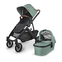 Carrinho de Bebê com Sistema Conversível Simples para Duplo ou Berço Moisés, UPPAbaby Vista V2, Azul Mesclado
