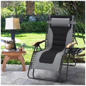 Cadeira Reclinável Ajustável Gravidade Zero com Apoio de Cabeça e Porta Copos, MAISON ARTS, Cinza