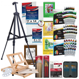 U.S. de Pintura Conjunto ístico com 133 Peças, Inclui 72 Tintas, US ART SUPPLY KIT ALL D130, Marrom