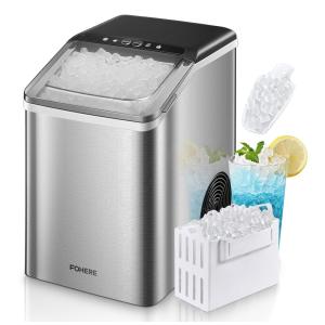 Máquina de Gelo até 12 kg em 24H Portátil, 150W, 110v, FOHERE, Prateado