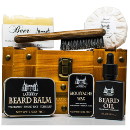 Kit para Barba Profissional Portátil com Cera e Pente, 4 Itens, MAISON LAMBERT, Preto