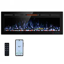 Lareira Elétrica Kentsky 122x45cm 1500W WiFi App Chamas 13 Cores Embutir 110V