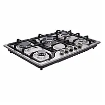 Cooktop a Gás 5 Bocas Deli-Kit Inox Escovado Embutir Queimadores Selados Dupla Alimentação 110V