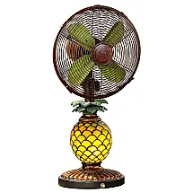 Ventilador Abajur com 3 Velocidades, Estilo Retrô Abacaxi, DECO BREEZE DBF0247, Amarelo