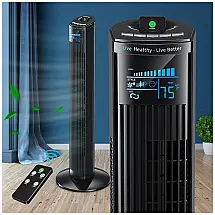 Ventilador de Torre com 3 Velocidades, Controle Remoto e Tela LED, 45W, 110v, KE, Preto