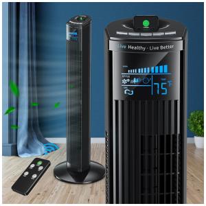 Ventilador de Torre com 3 Velocidades, Controle Remoto e Tela LED, 45W, 110v, KE, Preto