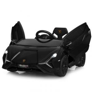 Lamborghini Carro, Carrinho Elétrico Infantil a Bateria 12V 1 Assento com 3 Velocidades Luz LED e Suspensão de Mola, INFANS, Preto