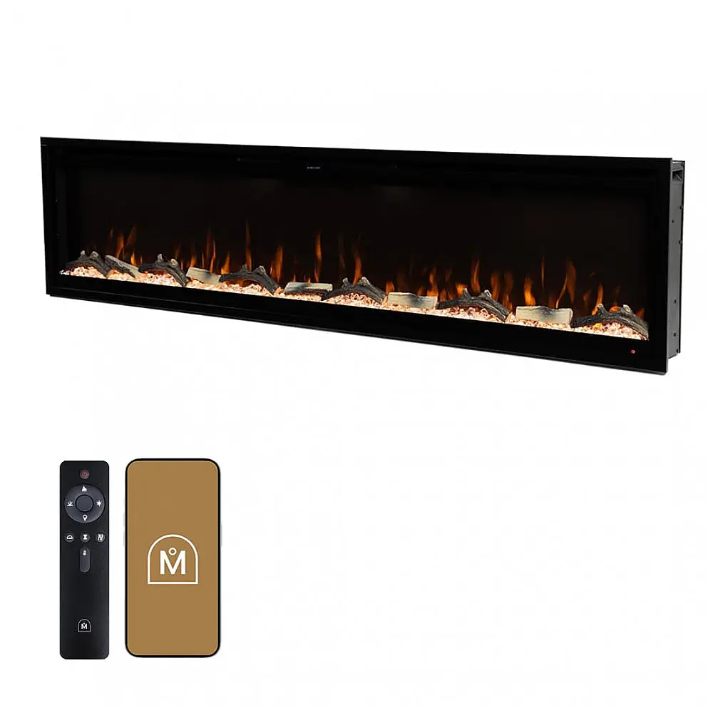 Lareira Elétrica de Embutir A44x182L cm com Controle Remoto, Opções de Cores, Compatível Alexa e Google Assistant, 110V, Modern Ember