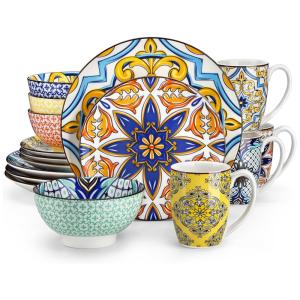 Aparelho de Jantar com 16 Peças em Porcelana Incluindo Xícaras e Pratos, Vancasso Jasmin , Colorida