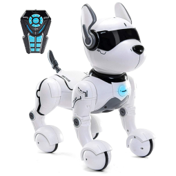 Robô Cão com 7 Funções de Controle Remoto, Canta e Dança, Recarregável, Idade 3, TOP RACE, Branco