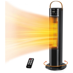 Aquecedor Elétrico Portátil com Tela LED, Controle Remoto e Temporizador, 1500W 110V, Grelife, Preto