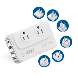 Transformador de Tensão até 200W Converte 220V para 110V com 4 Entradas USB, Ceptics, Branco