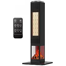 Aquecedor Elétrico com Efeito de Chamas 3D, Controle Remoto e 3 Modos, 110V 1500W, MEPTY, Preto