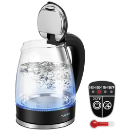 Chaleira Elétrica, Capacidade 1.7 L, Aço Inoxidável, Desligamento Automático, 1500W, 110v, TUMIDY, Preto