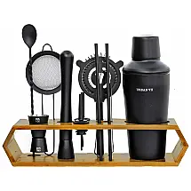 Kit Bn Profissional 12 Peças em Aço Inoxidável com Suporte de Bambu, URBAN VII, Preto