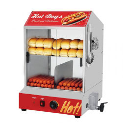 Máquina de Vapor para Cachorro-Quente de 2 Andares, 40L, com Aquecedor de Pães, Temperatura Ajustável, Porta de Vidro Deslizante, Nessxa