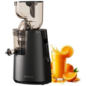 Centrifuga de Frutas com Calha de Alimentação Grande, Reversão Automática e Controle de Polpa, 110V 150W, Nebula, Preta
