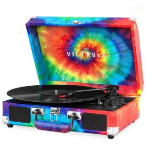 Vitrola Toca Discos 3 Velocidades, Entrada AUX, 45 RPM, Aço, 110v, VICTROLA VSC 550BT TDY, Azul Aço