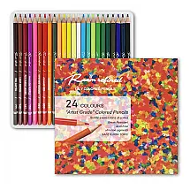 Lápis de Cor com 24 Cores, Série Artist Soft com Núcleos de Chumbo Vibrantes, Lápis de Cor Profissionais à Base de Óleo, Lápis de Desenho