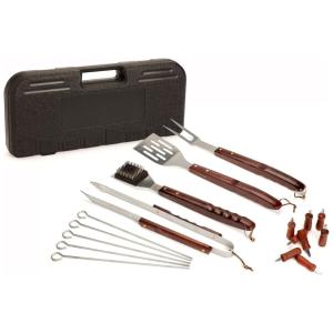 Kit Churrasco na Grelha 18 Peças de Aço Inoxidável com Estojo de zenamento, CUISINART CGS W18, Marrom