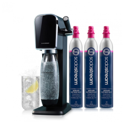 Máquina Gaseificadora de Água SodaStream Art, 1L, 3 Cilindros CO2 60L, SodaStream, Preto