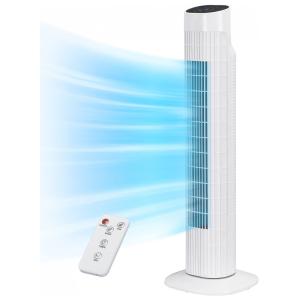 Ventilador de Torre Uthfy com 3 Velocidades, Controle Remoto e Silencioso, 110V, Branco