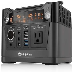NinjaBatt Estação de Energia Portátil 288Wh Lithium Battery, 110V, 300W, AC, USB, 12, 24V DC LED