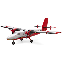Avião de Controle Remoto Transmissor Básico com Bateria e Carregador não Incluídos, E flite DHC 6 Twin Otter, Branco e Vermelho