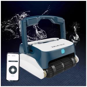 Robô Aspirador de Piscina com Cabo, Filtro Duplo Superdimensionado e Controle por APP, 110V, Metalix, Branco e Azul