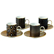 Jogo de Xícaras e Pires para Café com Tema Geométrico, Capacidade de 170mL e Material de Porcelana, Waterford 40007553, Colorida