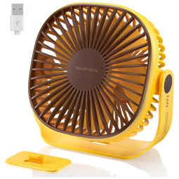 SmartDevil Ventilador de Mesa com 3 Velocidades com Direção Ajustável e Silencioso, 110V, Amarelo