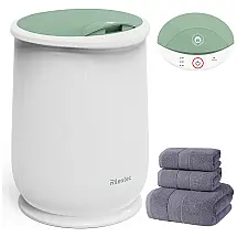 Aquecedor de Toalha Elétrico com Desligamento Automático e 3 Configurações de Temporizador, 110V, Rilextec, Branco e Verde