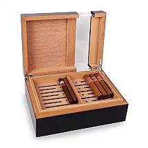 Umidor para Charutos Aroma360 Madeira Elegante Divisor Ajustável Bandeja Removível