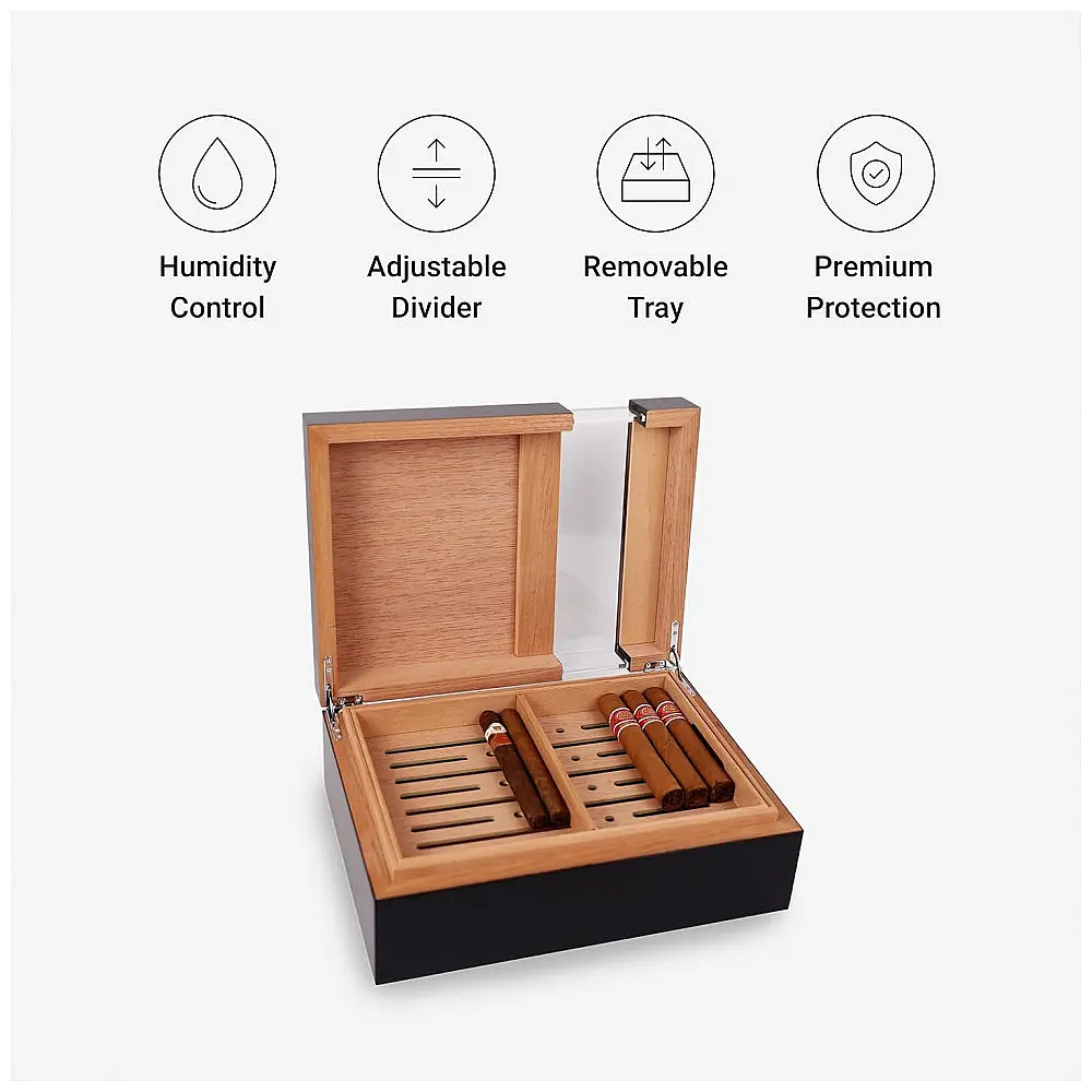 Umidor para Charutos Aroma360 Madeira Elegante Divisor Ajustável Bandeja Removível — foto 2