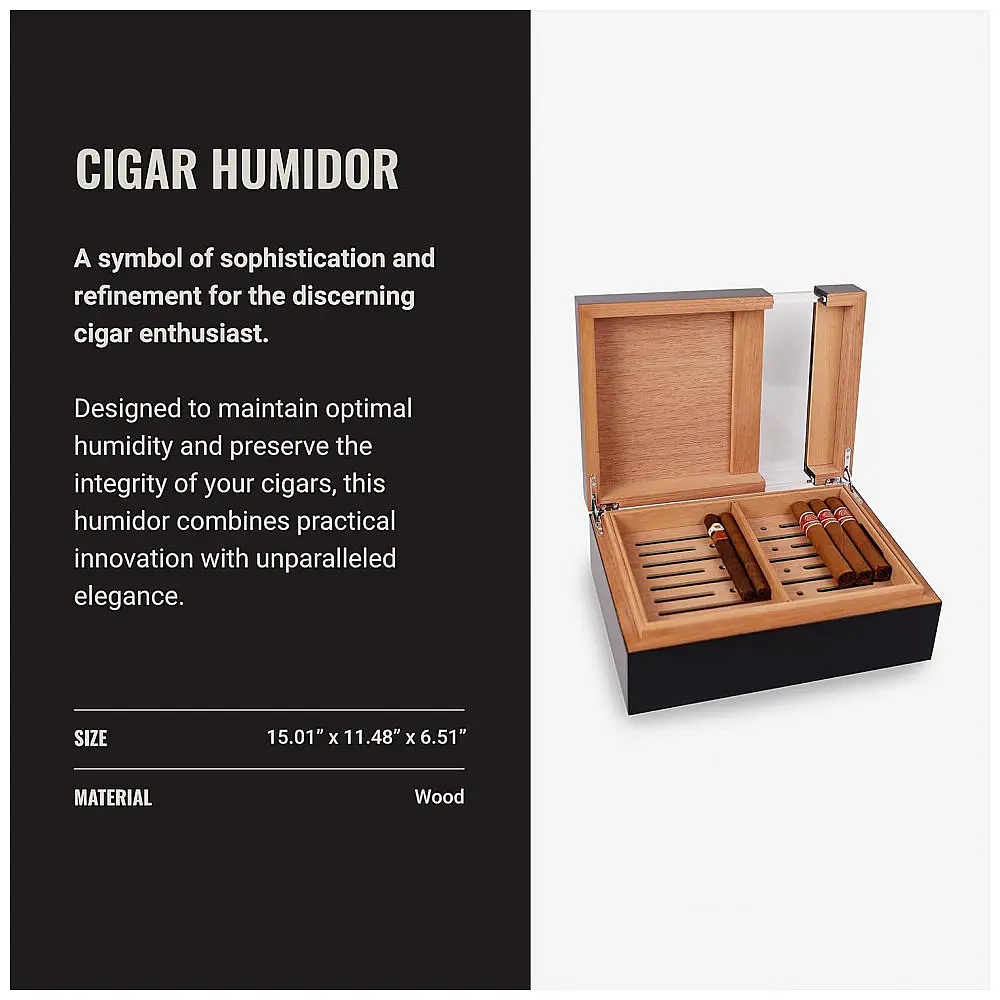 Umidor para Charutos Aroma360 Madeira Elegante Divisor Ajustável Bandeja Removível — foto 3