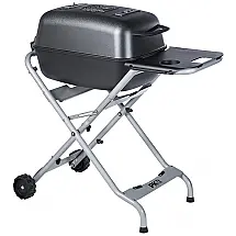 Churrasqueira a Carvão Portátil com Mesa Auxiliar e Rosas, PK GRILLS PKTX GSB X, Preto