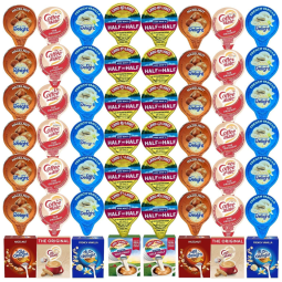 Creme Líquido para Café com 4 Sabores Variados, 48 Unidades no Total, Delight, Land Laker's Half e Nestlé Coffe Matte