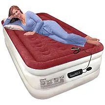 Cama Colchão Inflável 7 ajustes com Bomba de Inflar do diodo emissor de luz do remoto Twin, LAZERY SLEEP COMINHKPR126685, Vermelho