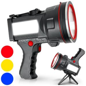 Lanterna LED Recarregável, 8 Horas de Ação, á Prova Dágua IP67 e 10.000 Lúmens, Victoper, Preta