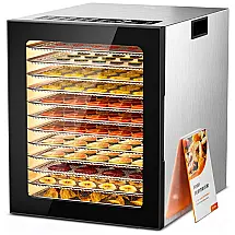 Desidratador PSIIDAN 850W 12 bandejas inox, timer digital 48h, 10 programas automáticos, controle ajustável 35-75°C