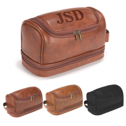 Necessaire Masculina de Couro, GLAMATIVITY, Marrom