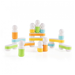 Conjunto magnético macio Guidecraft Grippies Links com 16 peças para construções simples e personagens articulados - Brinquedo Educacional