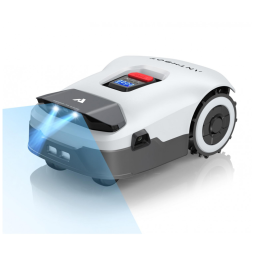 Robô Cortador de Grama com Garagem ANTHBOT Genie Cinza sem Fio Perimetral RTK+Visão 4 Câmeras para 900 m², Mapeamento Automático, 20 Zonas