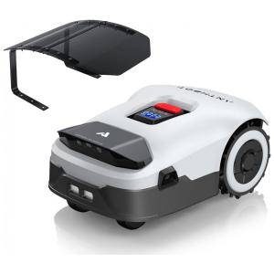 Robô Cortador de Grama com Garagem ANTHBOT Genie Cinza sem Fio Perimetral RTK+Visão 4 Câmeras para 900 m², Mapeamento Automático, 20 Zonas