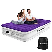 Colchão Inflável Casal Queen com Bomba Embutida, Para até 300KG, CHILLSUN, Roxa
