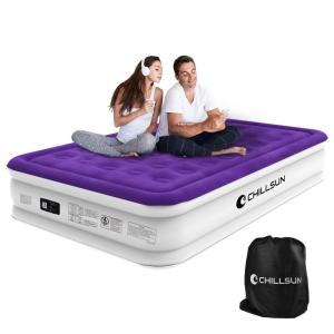 Colchão Inflável Casal Queen com Bomba Embutida, Para até 300KG, CHILLSUN, Roxa